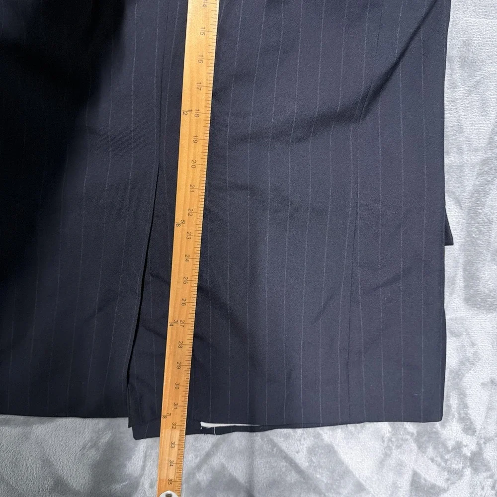 Paul Stuart Suit Jacket Mens 45 Long Navy Pinstripe Wool Double Breasted England